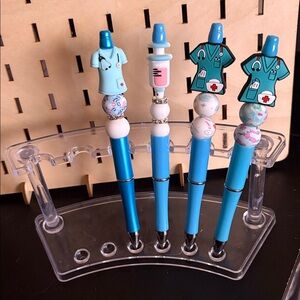 Handcrafted nurse scrubs theme beaded pen